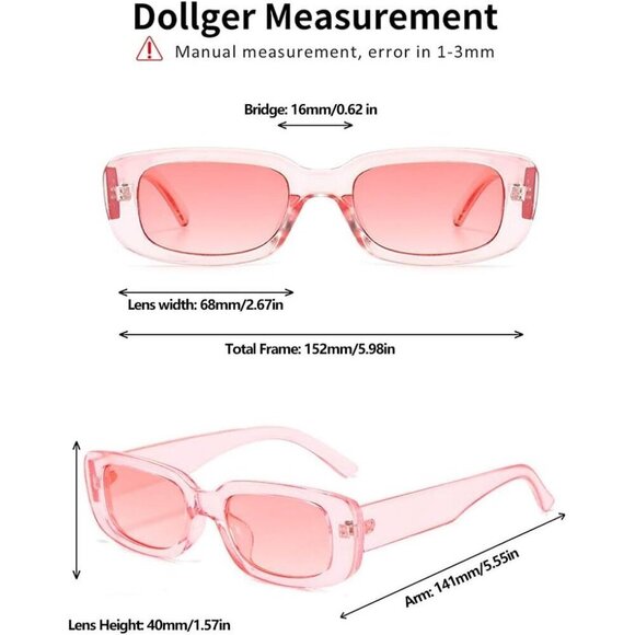 Trendy Rectangle Pink Black Sunglasses Women Men Retro Square Fashion Shades main image 4